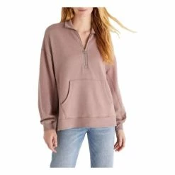 Best Sale 😍 Hoodies & Sweatshirts 👩 Women's Z Supply Modern Weekender 1/2 Zip Pullover 🧨